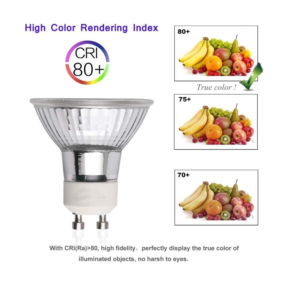 HHF Iluminación del hogar, Paquete de 50 bombillas LED COB AC220V 5W GU10/MR16 lámpara de foco iluminación blanca cálida/fría(Warm White,AC220V GU10)