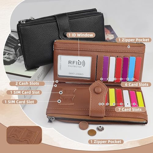 Bifold Women Wallet, Soft PU Leather Long Rfid Women Wallet Large Capacity Credit Card Holder with Zipper Snap and Multi Card Slot for Daily Use (White)3