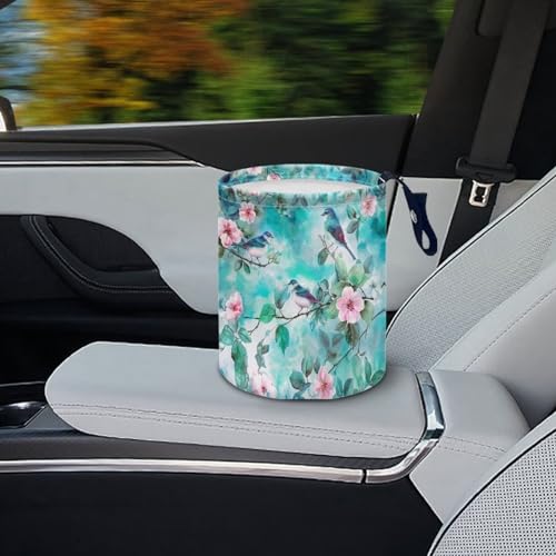 Image of Hummingbird Green Car Garbage Can Mini Car Trash Bin Hanging Headrest with Adjustable Buttons Multipurpose Car Organizer