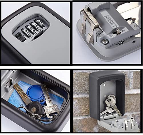 Visibee Aluminum Combination Lockbox Wall Mounted Key Safe for Indoor and Outdoor Use Waterproof, 4 Digit Lock, Black/Grey (VS08WSF) - Image 2