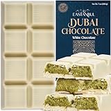 Eastanbul Dubai Chocolate Bar Pistachio, 7oz, Premium Belgium Chocolate, Pistachio Dubai White Bar, Viral Candy with Shredded Phyllo Dough, Knafeh, Gift Box