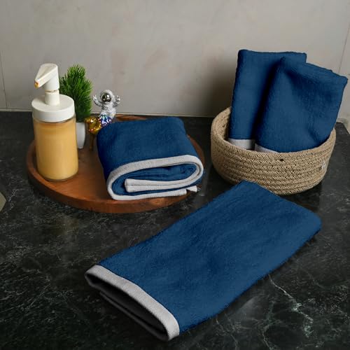 Image of Divine Casa Cotton Face & Hand Towel Set - 500 GSM Thick, Durable Bath Towels with High Absorbency for Daily Home, Bathroom & Travel Use - Pack of 4