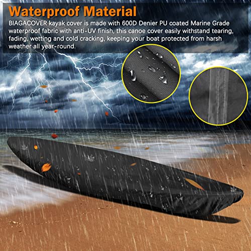 9Ft Kayak Cover Waterproof Uv Protection 600D Heavy Duty Full Canoe Cover With Zipper & 2 Adjustable Straps And 1 Shoulder Strap For Indoor/Outdoor Kayak/Canoe/Paddle Board(Not For Bkc Kayak) #TOP1