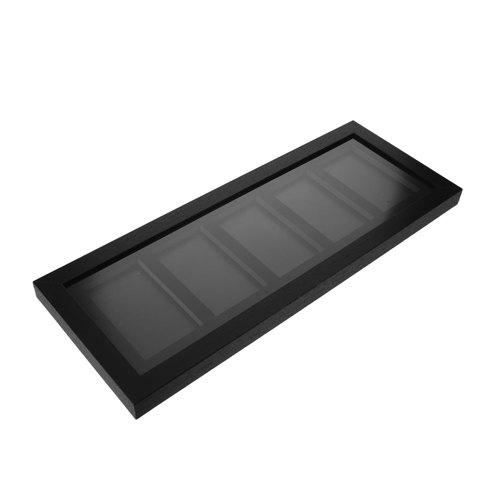SHINEOFI Espositore da Parete per Carte Collezionabili, Card Display Frame, 5 Scomparti, Struttura a Rilascio Rapido, Fibra di Legno Nero, per Carte da Gioco e Trading Cards