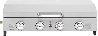 Plancha de gas 4 quemadores con tapa Fasto - 10 kw - Gris