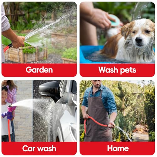 Rubber Garden Hose 5/8" X 75 Ft, Hot/Cold Water Hose -50℉ to 190℉, Flexible Lightweight, Heavy Duty Red Water Hose with 3/4" Brass Fittings, For Gardening, Outdoor, Farm by Fotoumgl - Image 7