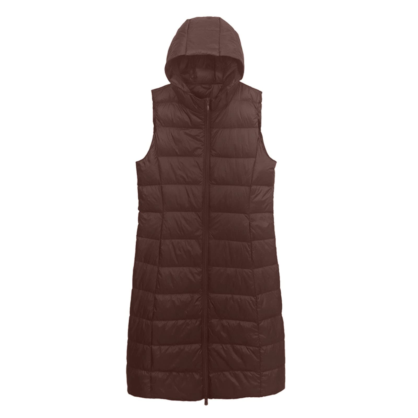 Weste Damen Mit Kapuze Daunenweste Winter Ärmellose Steppmantel Softshell Weste Elegant Damen-Mäntel Warm Steppweste Leicht Gilet Baggy Große Größen lang