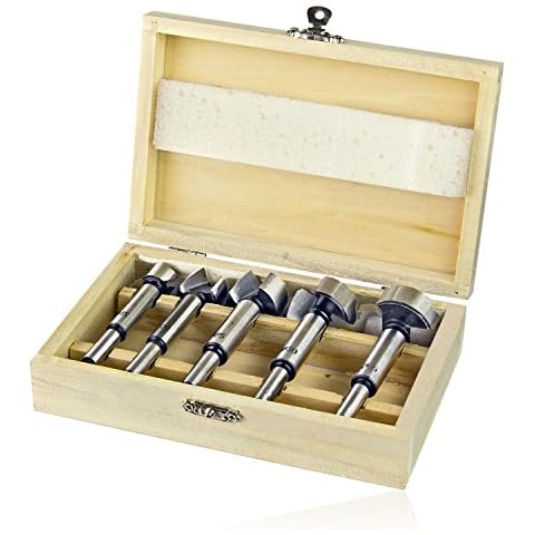 HMH-Shop Forstnerbohrer Satz Set Holzbohrer Topfbohrer 5-tlg. mit Zentrierspitze 15 - 35 mm Astlochbohrer Dübelbohrer Cover