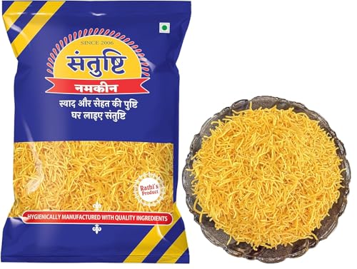 Image of SANTUSHTI NAMKEEN Nylon Fiki Sev 200 g | Mild, Non-Spicy, Salted Snack | Made in Groundnut Oil | Perfect for Chaat, Poha, Sev Puri, Dahi Puri, Garnishing & Homemade Recipes | Light & Crispy Namkeen