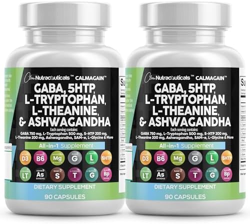Clean Nutraceuticals GABA 750mg 5 HTP 200mg L Tryptophan 500mg L ...