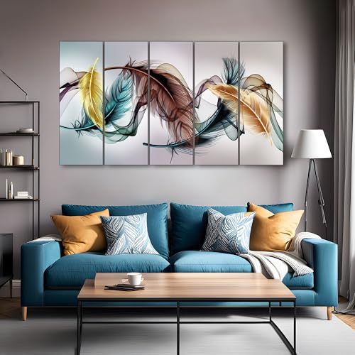 Image of The Castle Decor Abstract art painting with frame Big Size 36x60 Wall art for living room,Bedroom,Drawing room,Hotels-Wooden Framed-384