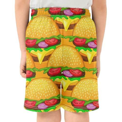 J JOYSAY Hamburger Onion Yellow Boys Athletic Shorts Kids Youth Casual Shotrs with Pockets Elastic Waistband3