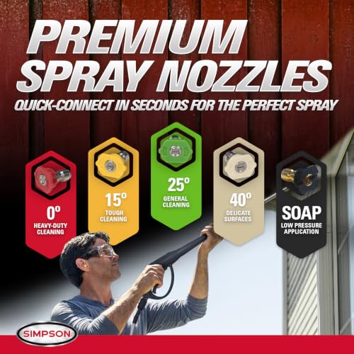Image of SIMPSON Cleaning PS3228 PowerShot 3300 PSI Gas Pressure Washer, 2.5 GPM, Honda GX200 Engine, Includes Spray Gun and Extension Wand, 5 QC Nozzle Tips, 5 /16-inch x 25-foot MorFlex Hose, 49-State