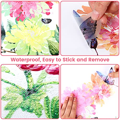 Large Flowers Vines Wall Decals Colorful Butterfly Floral Garden Wall Stickers Narcissus Iris Wall Art Stickers For Kids Room Kindergarten Nursery Classroom Bedroom Bathroom Decor #TOP6