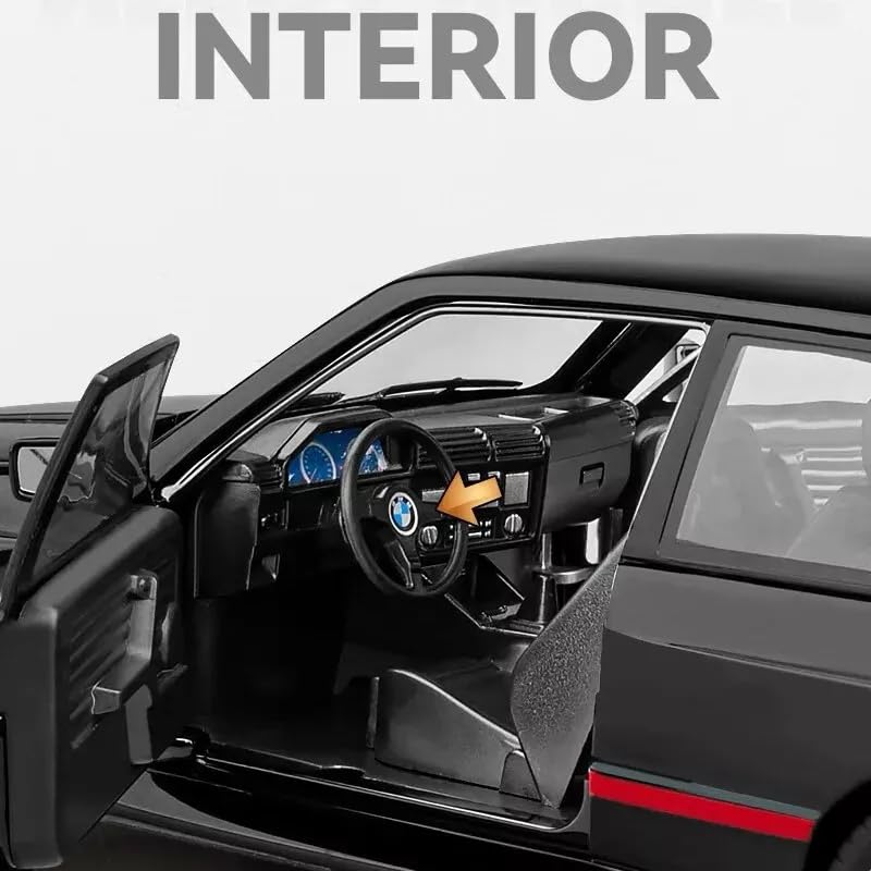 Image of Big size1:24 B-M-W M3 E30 1988 1:24 diecast Metal Pullback Toy car with openable Doors & Light, Music Boys car for Kids Best Toys Gifts Toys for Kids (Black Color)