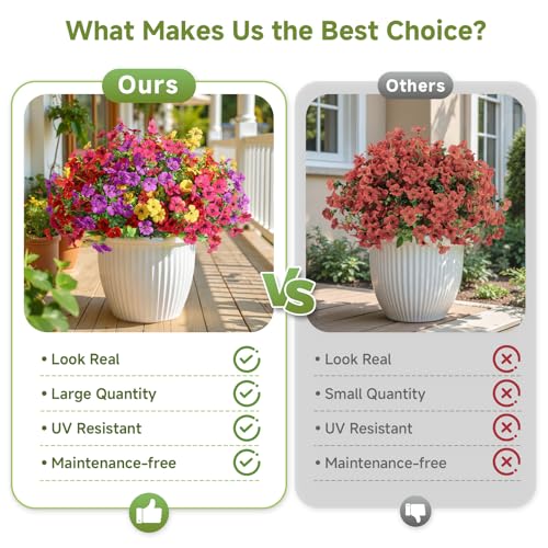 Alupssuc 24 Bundles Artificial Flowers for Outdoors Decoration, UV Resistant Silk Faux Daisy Flora Spring Fake Plastic Plants Greenery for Outside Indoor Yard Home Porch Window Box image 4