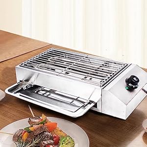 DYRABREST Commercial Electric Smokeless Barbecue Oven Grill for BBQ Equipment, with Adjustable Thermostatic Control 110V 1800W Stainless Steel Restaurant Grill for Home Use, Outdoor Camping