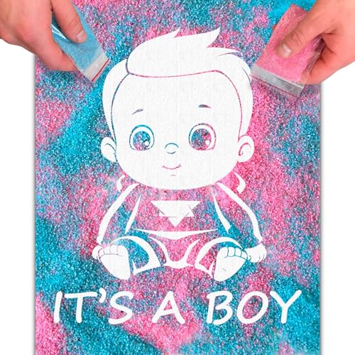 FETTIPOP Magic Art Quadro Gender Reveal – È un maschietto – Immagine che appare con la sabbia, Decorazione Baby Shower, Rivelazione del genere, Idea regalo originale