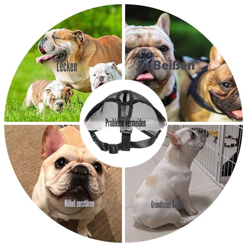 Französische Bulldogge Maulkorb Maulkorb für Hunde mit abgeflachter Hundemaulkorb mit Kurzer Schnauze Maske für Hunde mit Kurzer Schnauze Anti Beißen Kauen Bellen mit verstellbarem Mesh-Kopfgurt