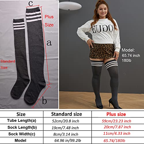 Image of YELAIVP Plus Size Thigh High Socks Extra Large Stripe Over Knee High Stockings for Women