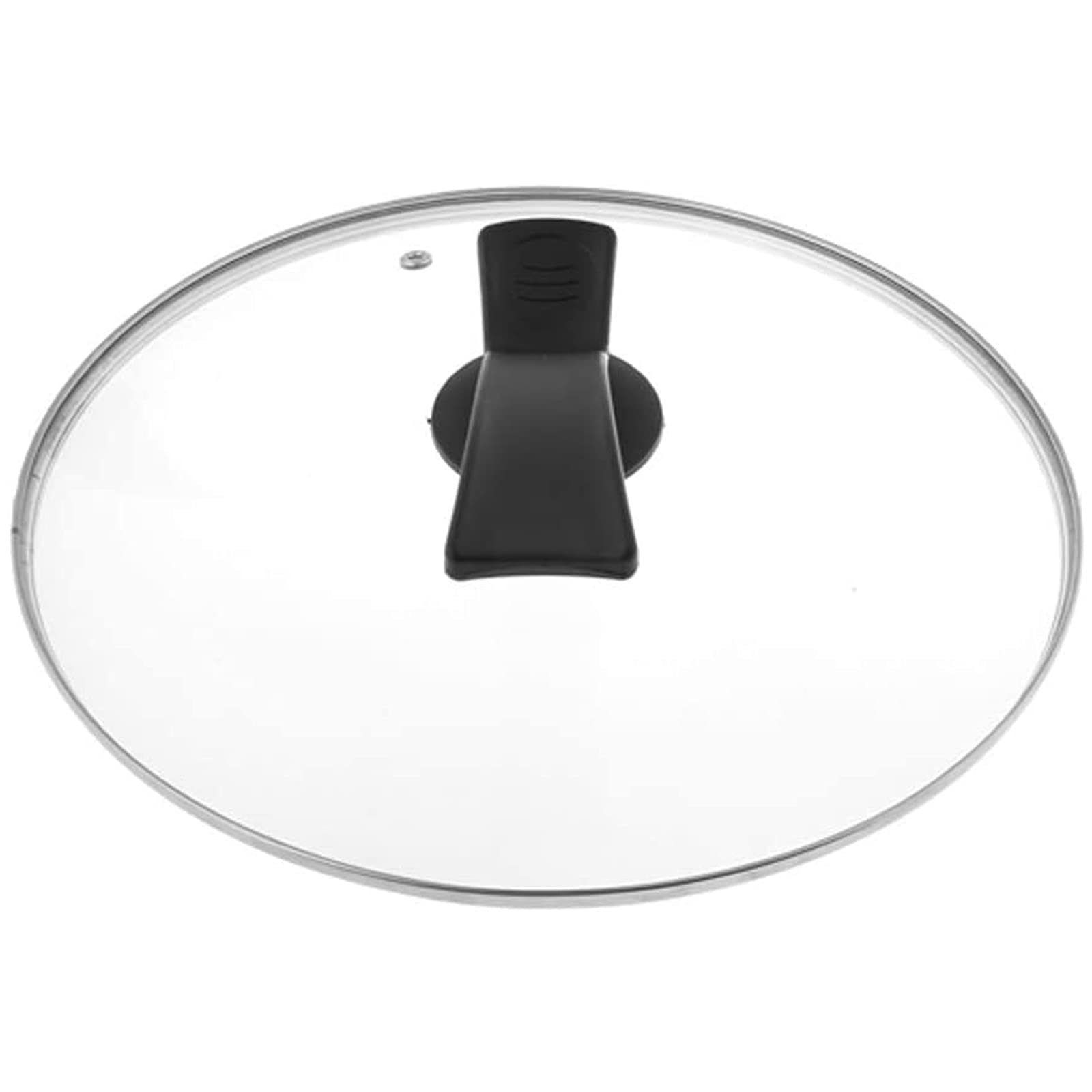 Pfannendeckel, Topfdeckel, gehärtetes Glas, universell, transparent, mit Edelstahlrand, Dampfabzug, hitzebeständiger Griff (24 cm)