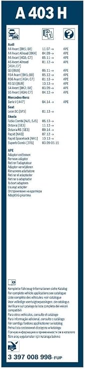 Bosch Rear Window Wiper - [400 mm] SKODA Octavia (2012-2021) [5E3] #A403H