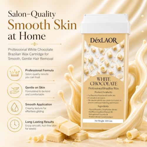 Image of Women Liposoluble Soft Wax Refill Roll-on Cartridge for Full Body Waxing Hair Removal (White Chocolate)
