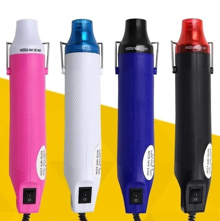 Hot Air Gun DIY Tool Rubber Stamp Convex Powder Relief Powder Shrink Sheet 200? Electric Heating Tool 300W (Pink)