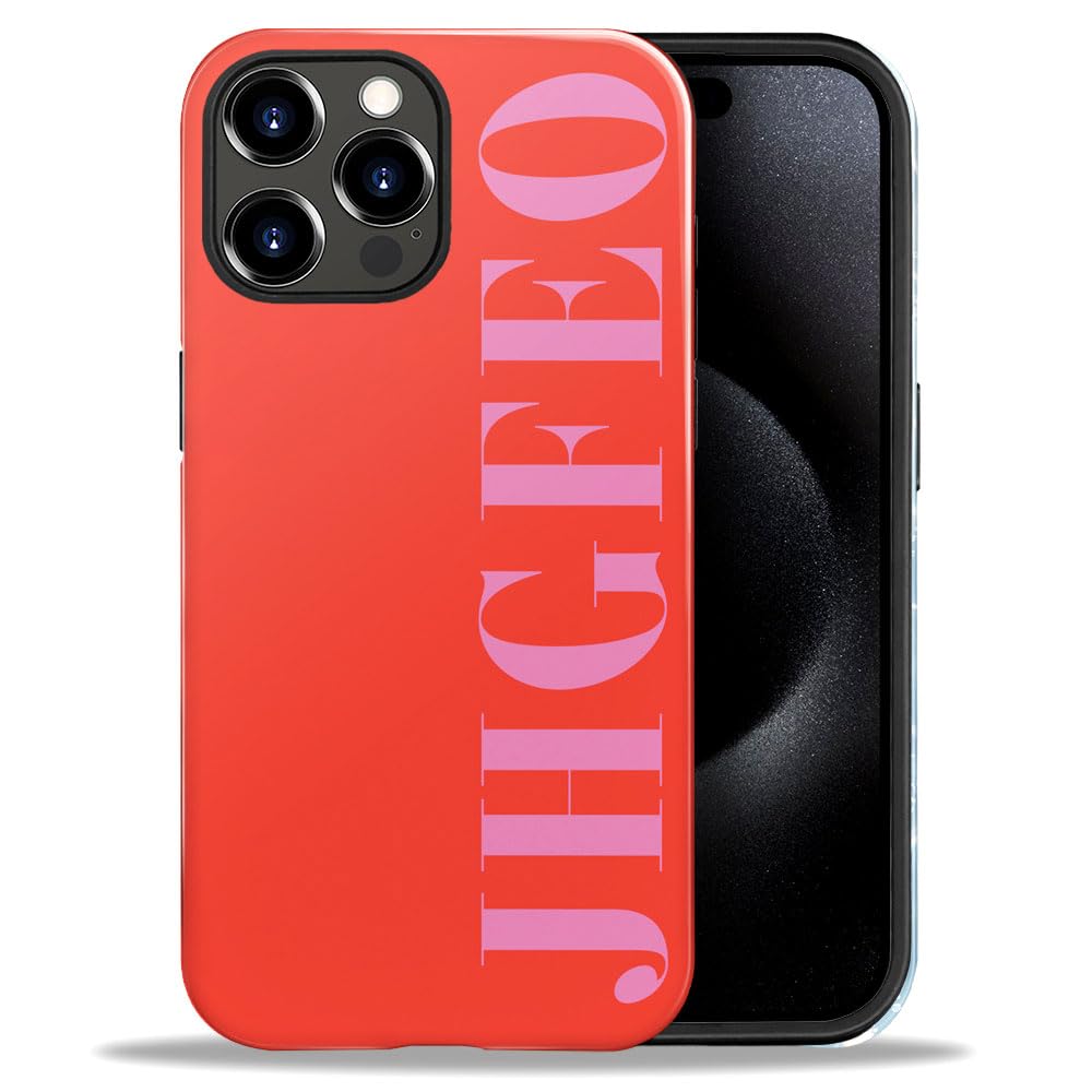 Funda personalizada personalizada con monograma inicial rosa 014 diseño para iPhone 16 Pro Max 15 14 12 13 11 Plus, funda rígida híbrida brillante de 2 capas a prueba de golpes, para niñas y