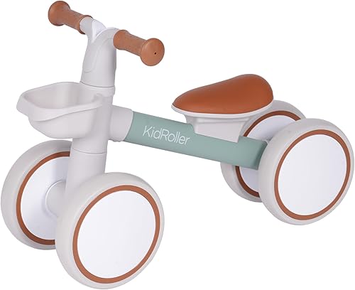 Bicicletas de equilibrio para niños y niñas de 1 año, 12 a 24 meses con asiento ajustable y una canasta delantera, regalos de primer cumpleaños