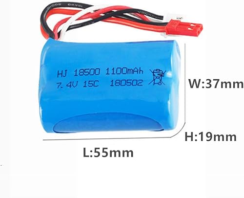 Miniatura 3 de 7.4v 1100mah li-ion batería JST enchufe para HQ 827 823 871 MJX T10 T11 T34 RC FT007 RC Barco piezas de repuesto Accesorios 2 Pack con cargador USB