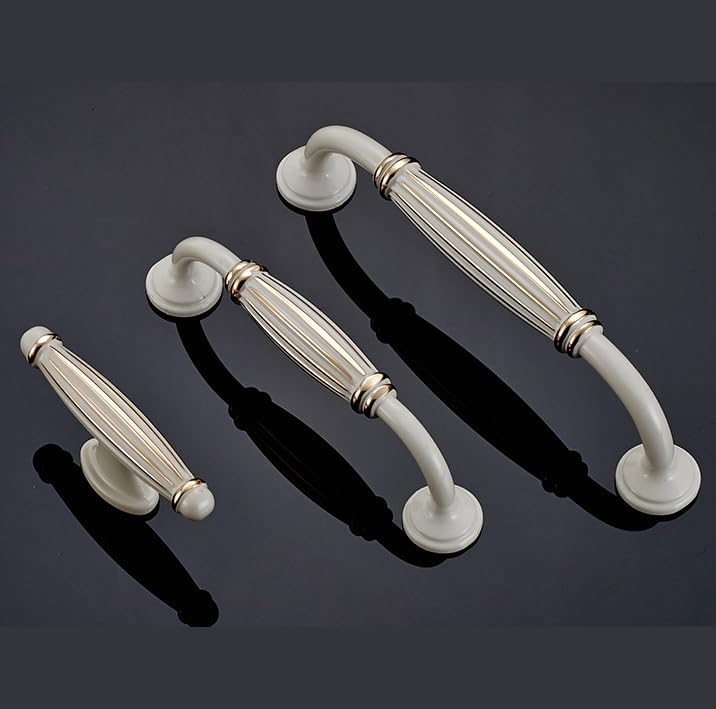 European Style White Gold Furniture Hardware Handles Kitchen Cabinets Pull Door Knobs Drawer Wardrobe Cupboard Dresser Handle - (Color: 96mm)