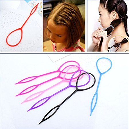 Teemico 12 Pieces Plastic Magic Topsy Tail Hair Braid Ponytail Styling Maker Clip Tool Hair Styling Accessories (6 Colors)