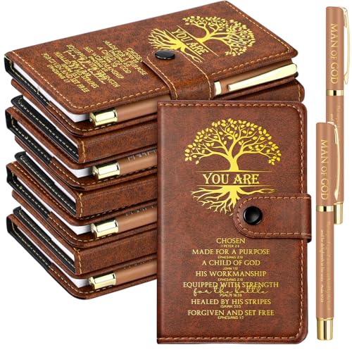 Journal de prière en cuir Thenshop : lot de 10 carnets bibliques marron