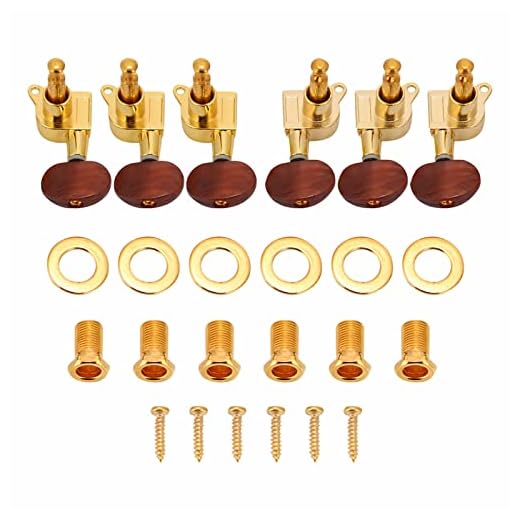 Wisecoco Mécaniques De Guitare, 3L3R Tuning Pegs Locking Tuners Machine Heads, Guitar Tuner Pegs Fit pour Guitare électrique Acoustique(Or)