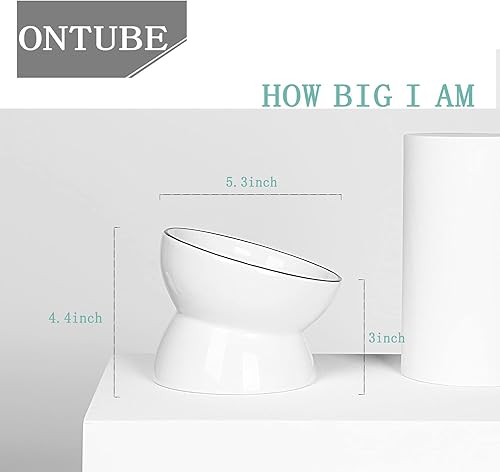 Miniatura 2 de ONTUBE Cuenco elevado de cerámica para gatos, cuencos de comida para mascotas, 5.3 pulgadas, 10 onzas (blanco)