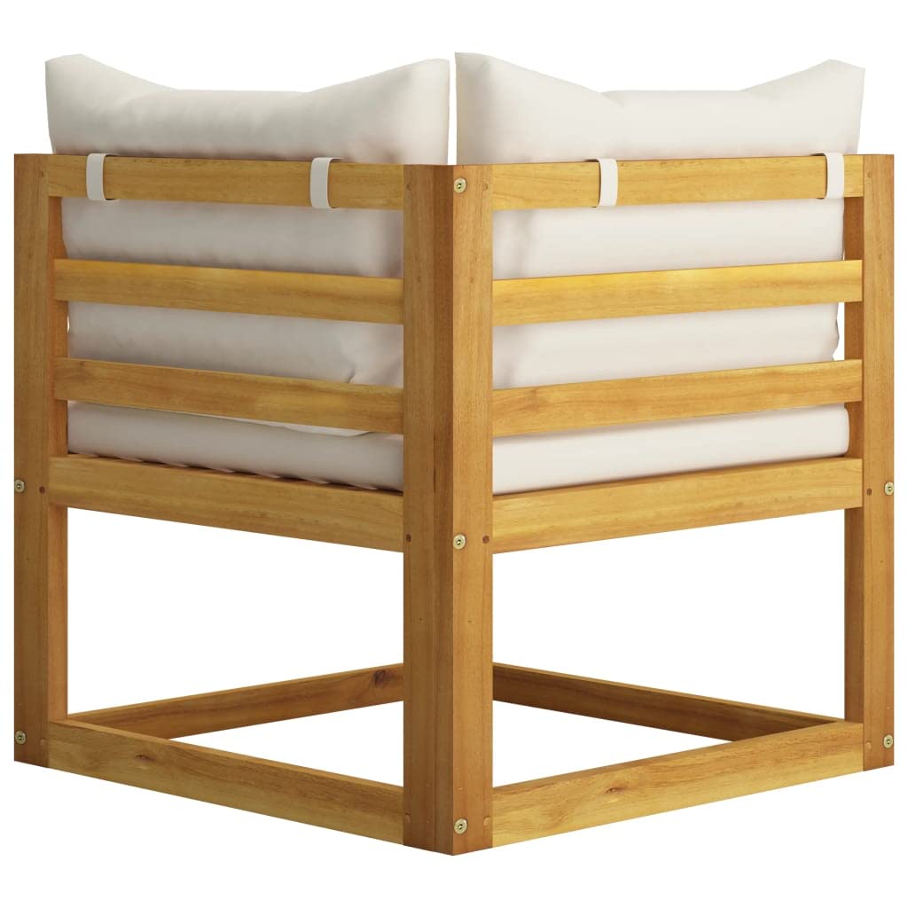 vidaXL Sofá de Jardín de 3 Plazas con Cojín Muebles Exterior Terraza Patio Balcón Hogar Asiento Suave con Respaldo Crema Madera de Acacia