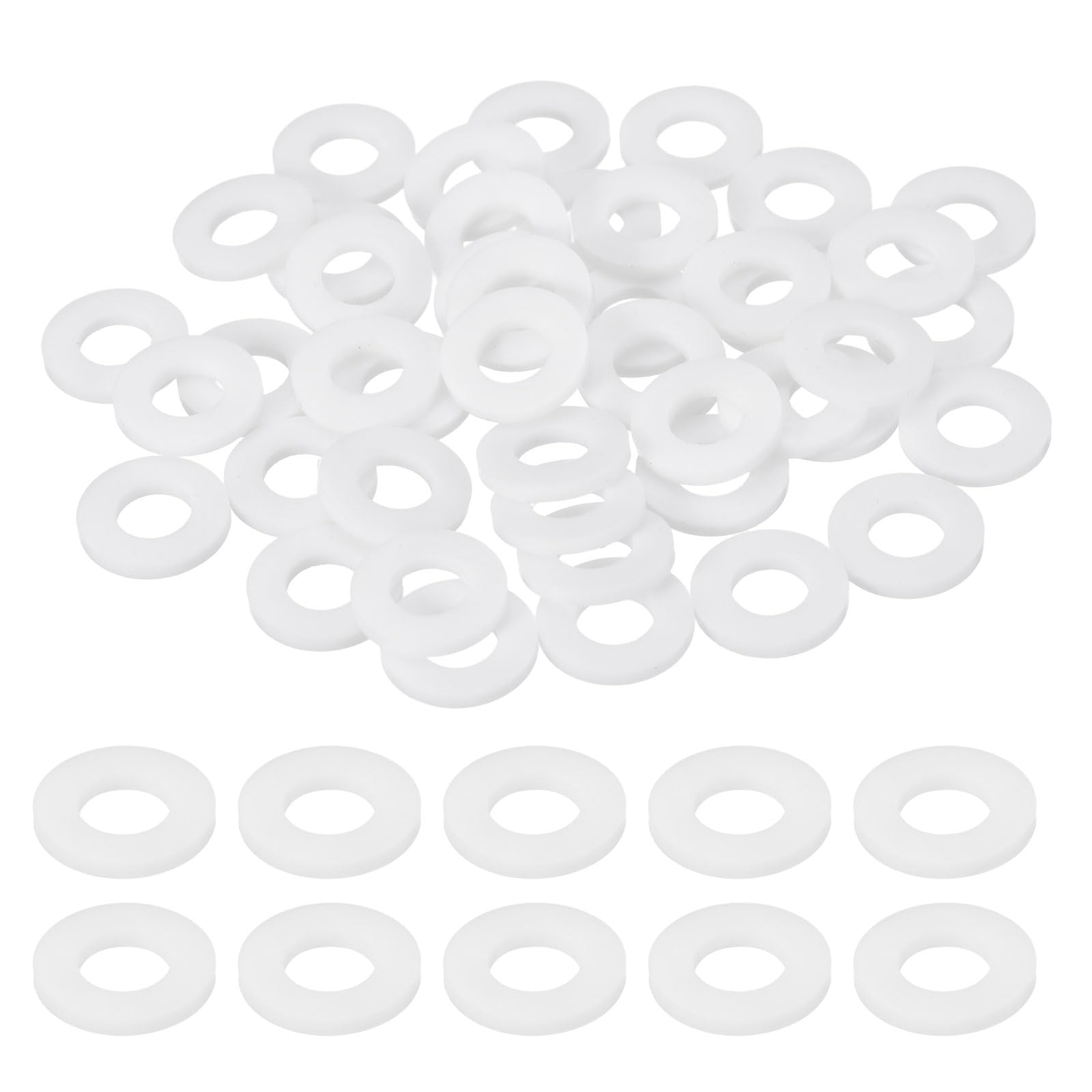 DEFANEX 40pcs PTFE Flat Washers (ID 8mm OD 16mm Thick 2mm) White