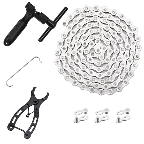 Bike Chain Kit, 10 Speed Multi-Function Bike Mechanic Repair Kit, Chain Breaker and Bike Link Plier with Hook and 3 Pairs Bicycle Buckle, Reusable