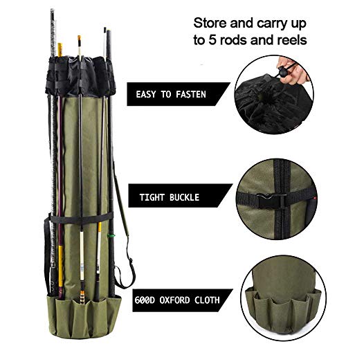 Angelruten-Tasche, wasserdichte Angelruten-Tasche mit strapazierfähigem faltbarem Oxford-Gewebe, tragbare Angelruten… – Bild 3