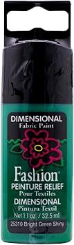 Plaid Fashion Dimensional Fabric Paint in Assorted Colors 1.1-Ounce, Bright Green