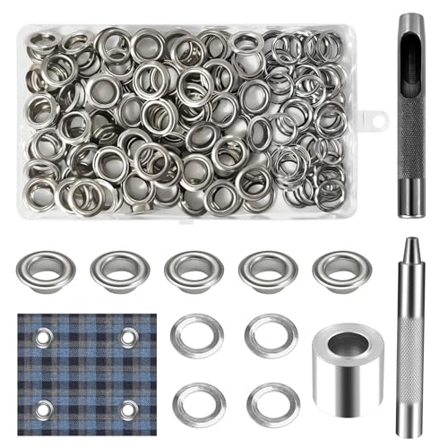 Minfuerang 120 Sets Occhielli per Teloni,12mm Occhiello Strumento Kit,Grommet con