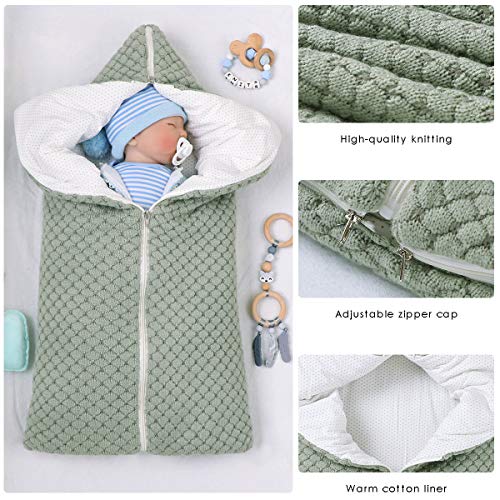 Camidy Babyslaapzak zak, gebreide kinderwagen, wrap, zacht, warm, rits, pasgeborenen, swaddle deken, douche, cadeau voor baby's van 0-12 maanden - Afbeelding 4