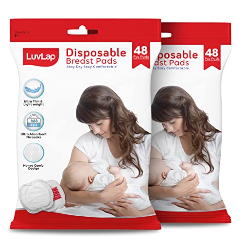 Image of LuvLap Ultra Thin Honeycomb Nursing Breast Pads, 96pcs, Disposable, High Absorbent,Discreet Fit