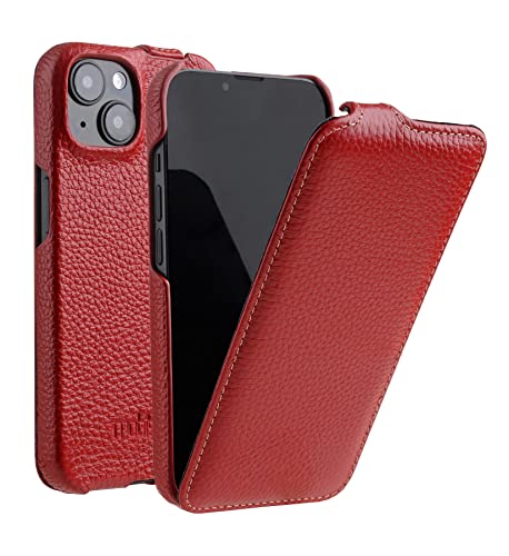 Coque iPhone 14 Plus rouge en cuir enduit ultra-slim pour une protection élégante