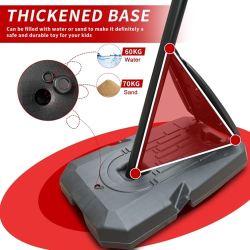 Adjustable Basketball Hoop System 7.5-10ft Height, 44\" Shatterproof Backboard, Portable Stand with Stable Base and Wheels, All-Weather Net, Indoor Outdoor Use for Adults Training - Thumbnail 5