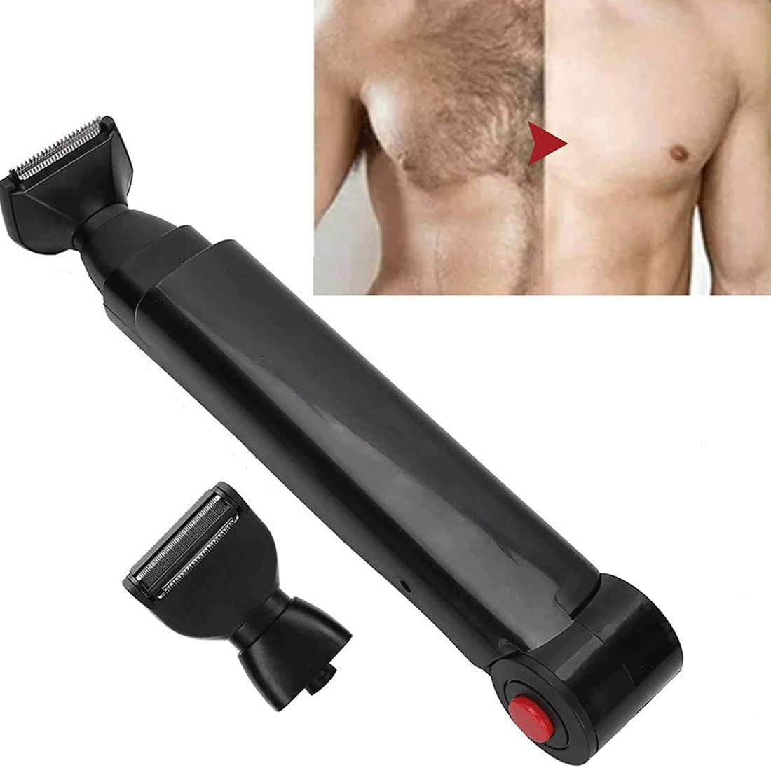Back Shaver, Electric Back Hair Shaver Electric Hair Trimmer Body Hair Removal Tool 180 Degrees Foldable Cordless Design Back Razor for Men