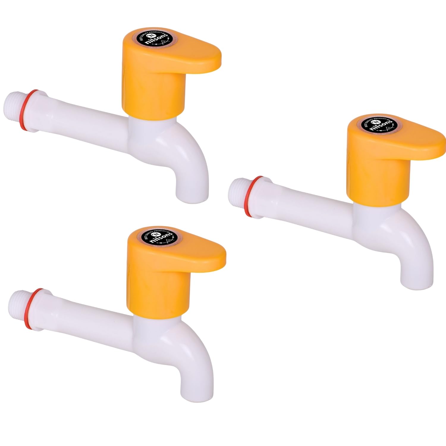 Nilsons Royal Yellow 3 Pc Long Body Bib Cock Tap Set | Plastic Long Body Water Tap for Bathroom, Kitchen, Garden, Wash Basin | Wall Mounted | Leakproof | Rust-Free | Unbreakable Body | ½ Inch Pipe Fit-image-44