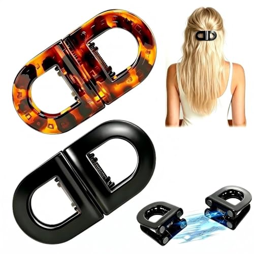 IDFXP 2 Pcs Magnetic Hair Clips for Women Strong Hold No-Slip Seamless 2-in-1 Design Smart Magnetic Hair Styling Clips