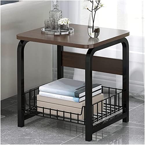 Mesa de Centro Mesa Auxiliar pequeña Mesa de Centro Dormitorio Cama Mesa Auxiliar pequeña, Mesa Auxiliar con Estante de Almacenamiento Marco de Metal, Mesa Auxiliar de Cama, Mesa Auxiliar de
